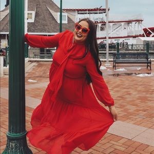 Red Who What Wear Tiered Maxi